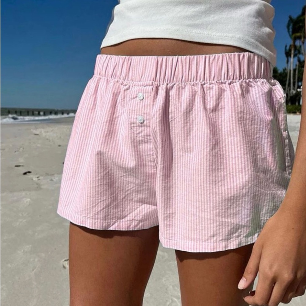 Pink Striped Women's Boxer Style Shorts